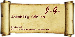 Jakabffy Géza névjegykártya